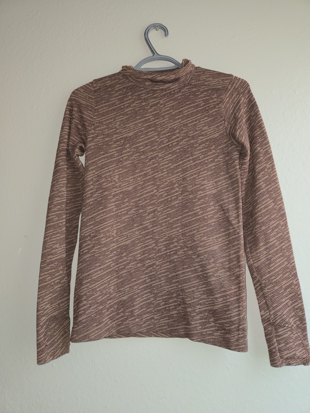 Athleta Womens Long Sleeve Turtleneck Top Small Brown Space Dye Stretch